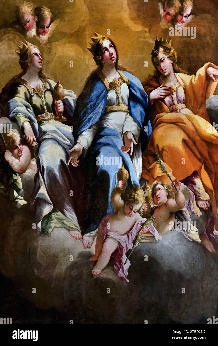Le Sante Archelaide, tecla e Susanna - les Saints Archelaide, Thecla et Susanna par Matteo Orgitano 1680-1695 17e siècle, Chiesa di San Giorgio Banque D'Images