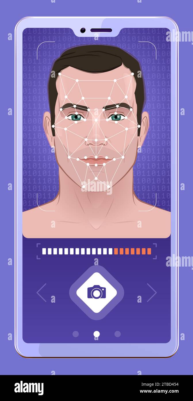 Reconnaissance faciale biométrique Illustration de Vecteur