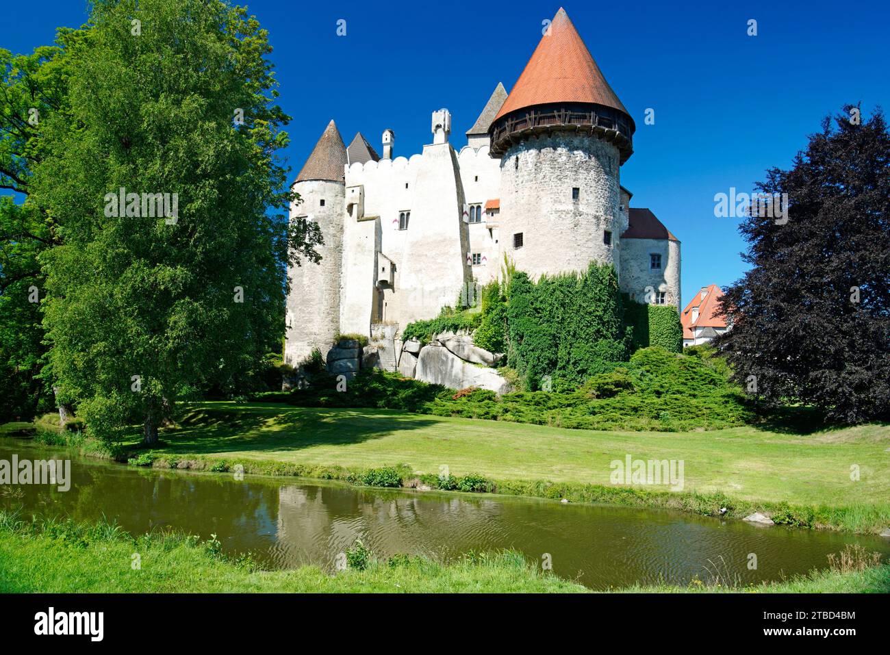 Douves remplies d'eau, château à douves, château de Heidenreichstein, von Kinsky, Basse-Autriche, Autriche Banque D'Images