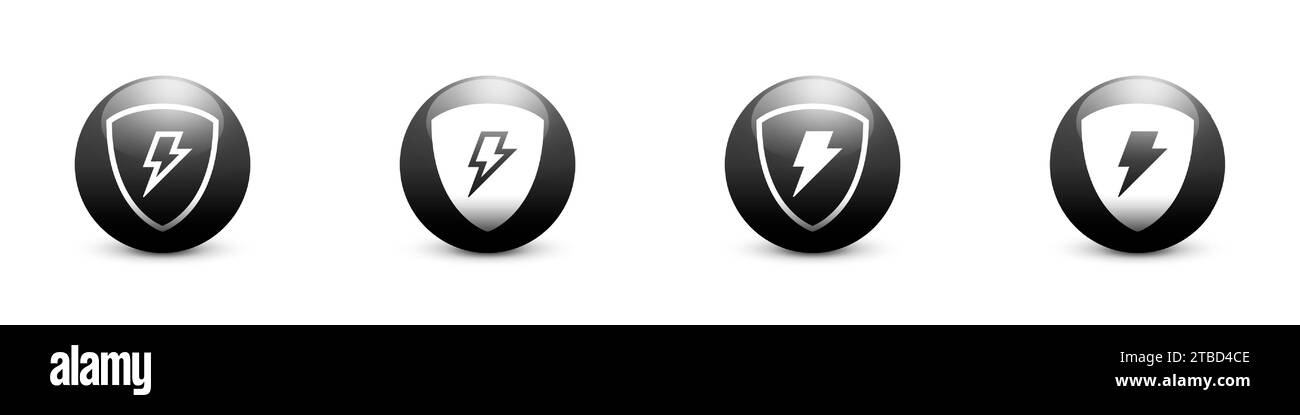 Icône Lightning on Shield. Icône de bouclier et de tonnerre. Logo Protect ENERGY. Illustration vectorielle Illustration de Vecteur