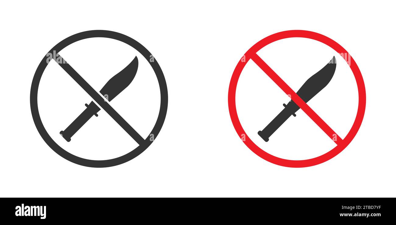 Pas de signe de couteau. Aucune icône d'arme. Symbole couteau interdit Illustration de Vecteur