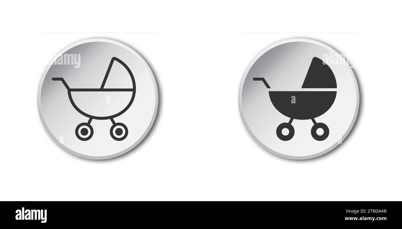 Icône de poussette de bébé. Icône de voiture d'enfant simple. Illustration vectorielle Illustration de Vecteur
