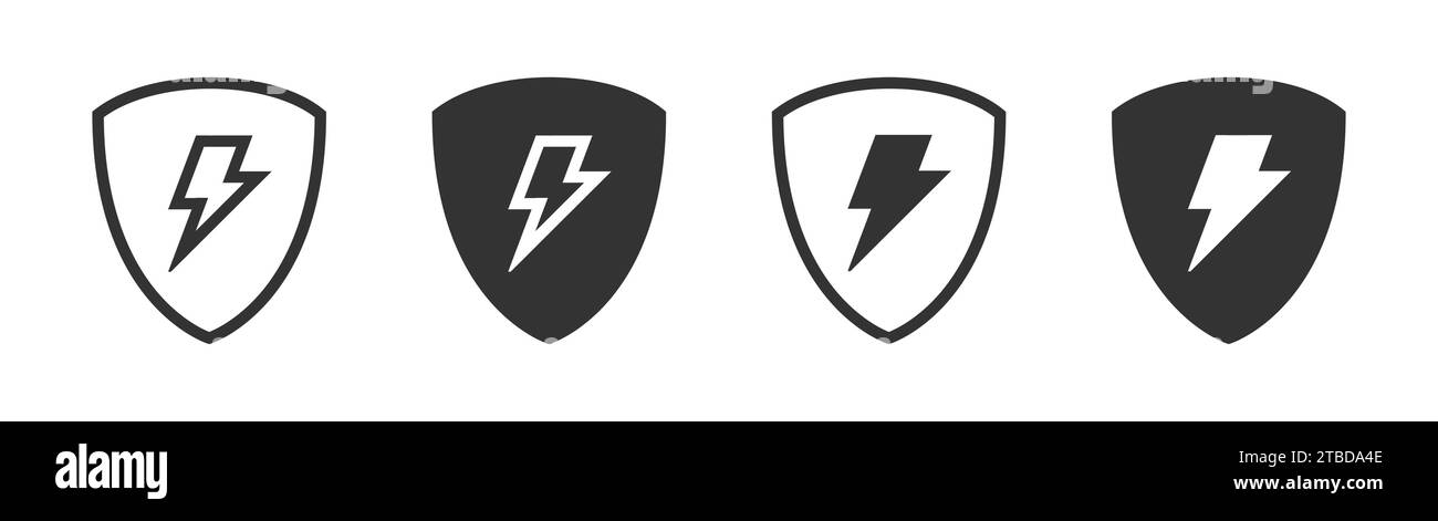 Icône Lightning on Shield. Icône de bouclier et de tonnerre. Logo Protect ENERGY. Illustration vectorielle Illustration de Vecteur