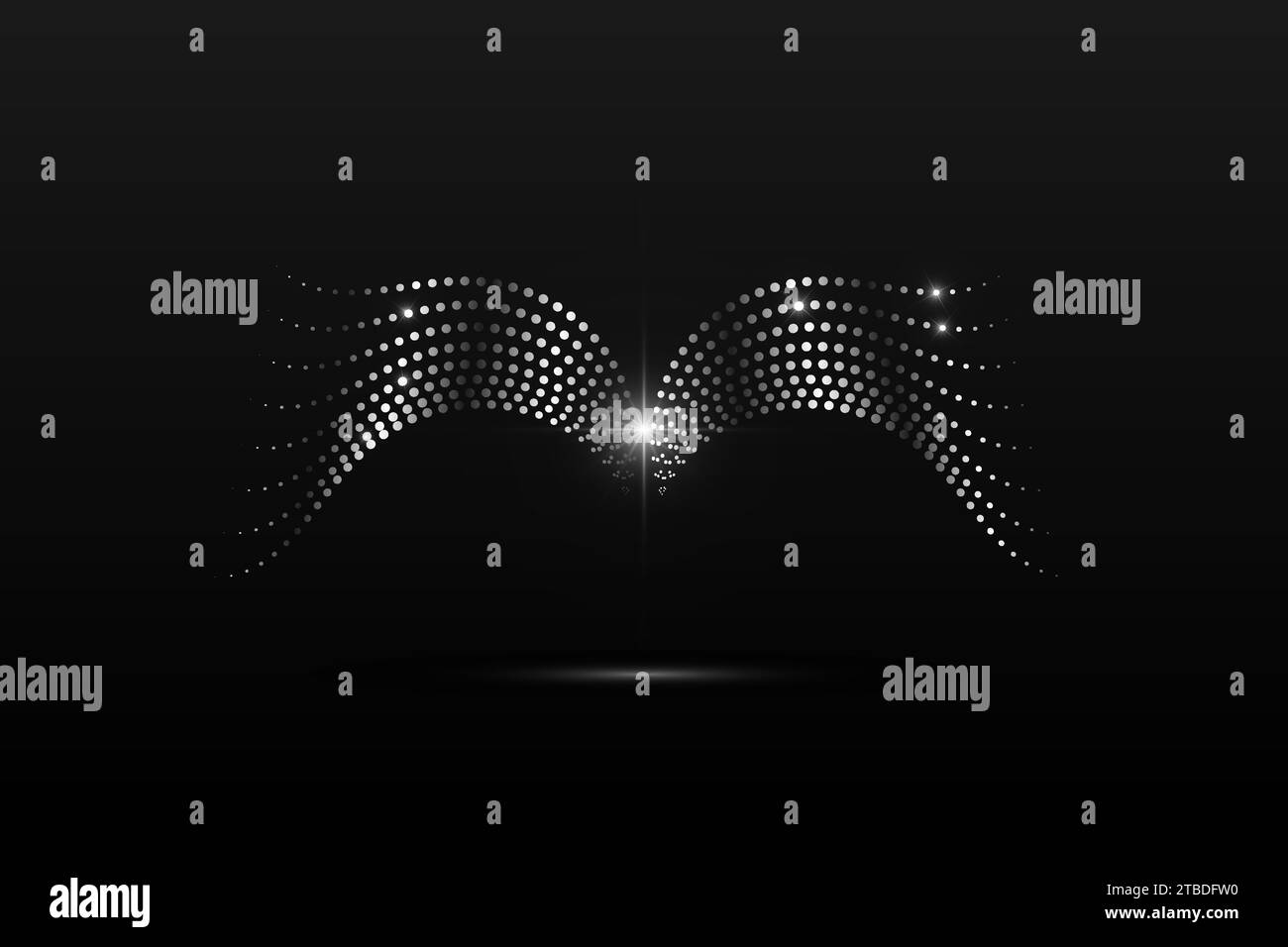 Abstrait ondulé linéaire d'ailes argentées sur un fond noir. Ailes d'ange. Graphiques vectoriels Illustration de Vecteur