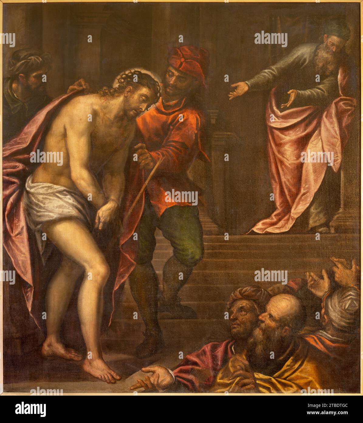VICENCE, ITALIE - 5 NOVEMBRE 2023 : la peinture de Jésus devant Pilate - Ecce Homo dans la cathédrale d'Alessandro Maganza (1587-1589). Banque D'Images