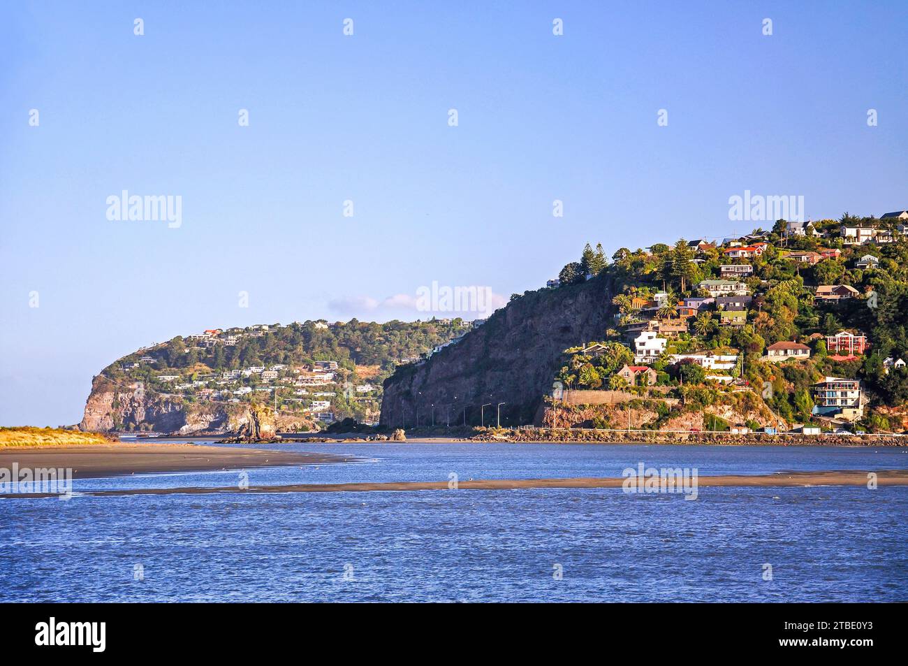 Vue de Moncks Bay et Scarborough depuis Beachville Road, Redcliffs, Christchurch, Canterbury, South Island, nouvelle-Zélande Banque D'Images