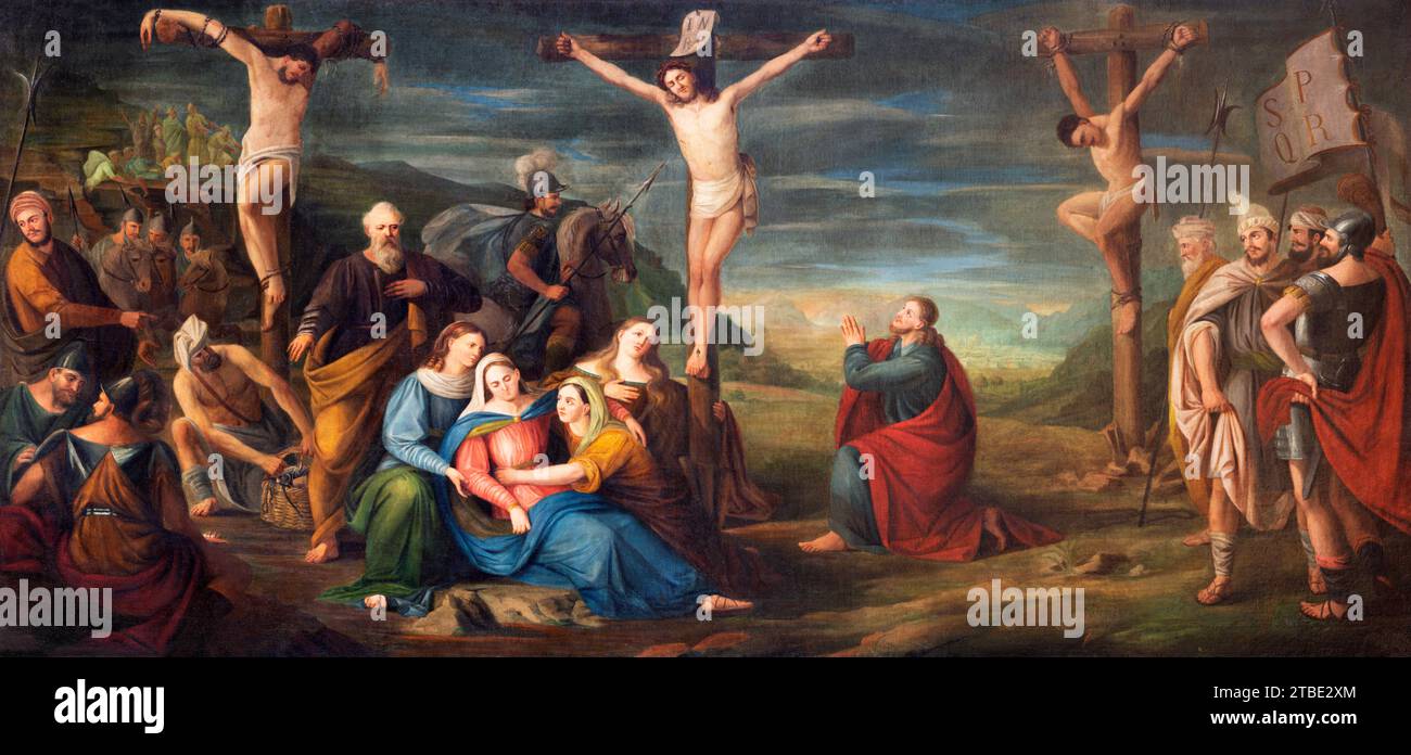 VICENCE, ITALIE - 5 NOVEMBRE 2023 : la peinture de dépôt dans l'église Chiesa di Santa Maria dei servi par Alessandro Maganza (1556 - 1632). Banque D'Images