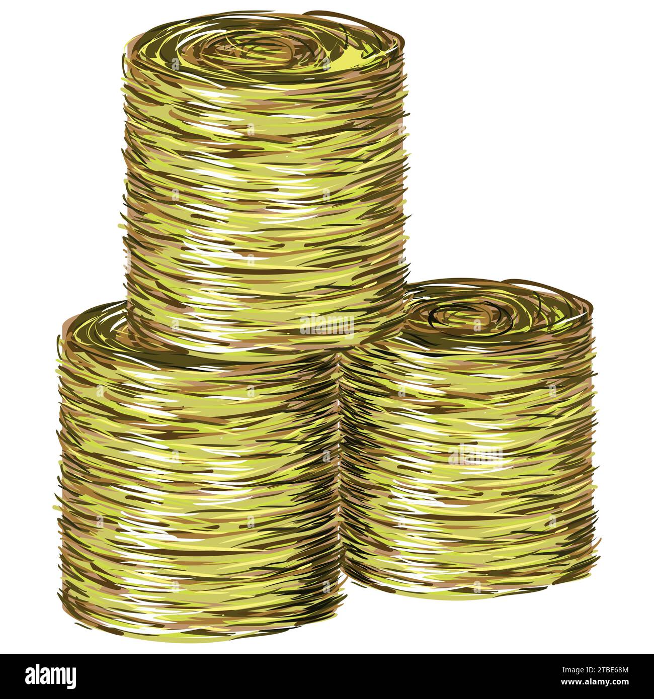 Pile ronde de foin parfumé sur un fond blanc Illustration de Vecteur
