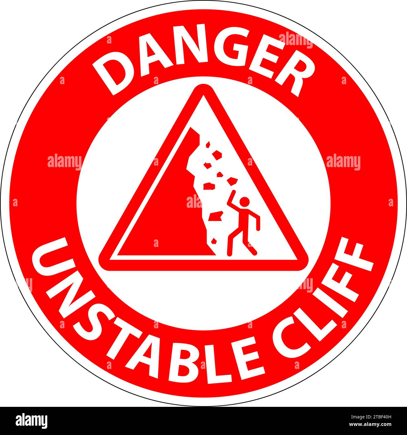 Mise en garde contre l'eau, danger - Cliff instable Illustration de Vecteur