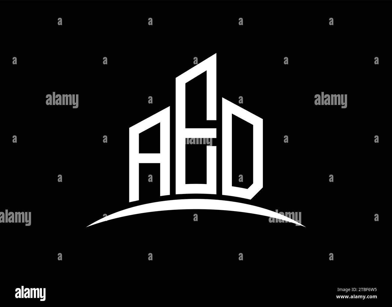 Modèle de conception de logo de monogramme de vecteur de bâtiment de lettre AED. Logo DAE de la forme du bâtiment. Illustration de Vecteur