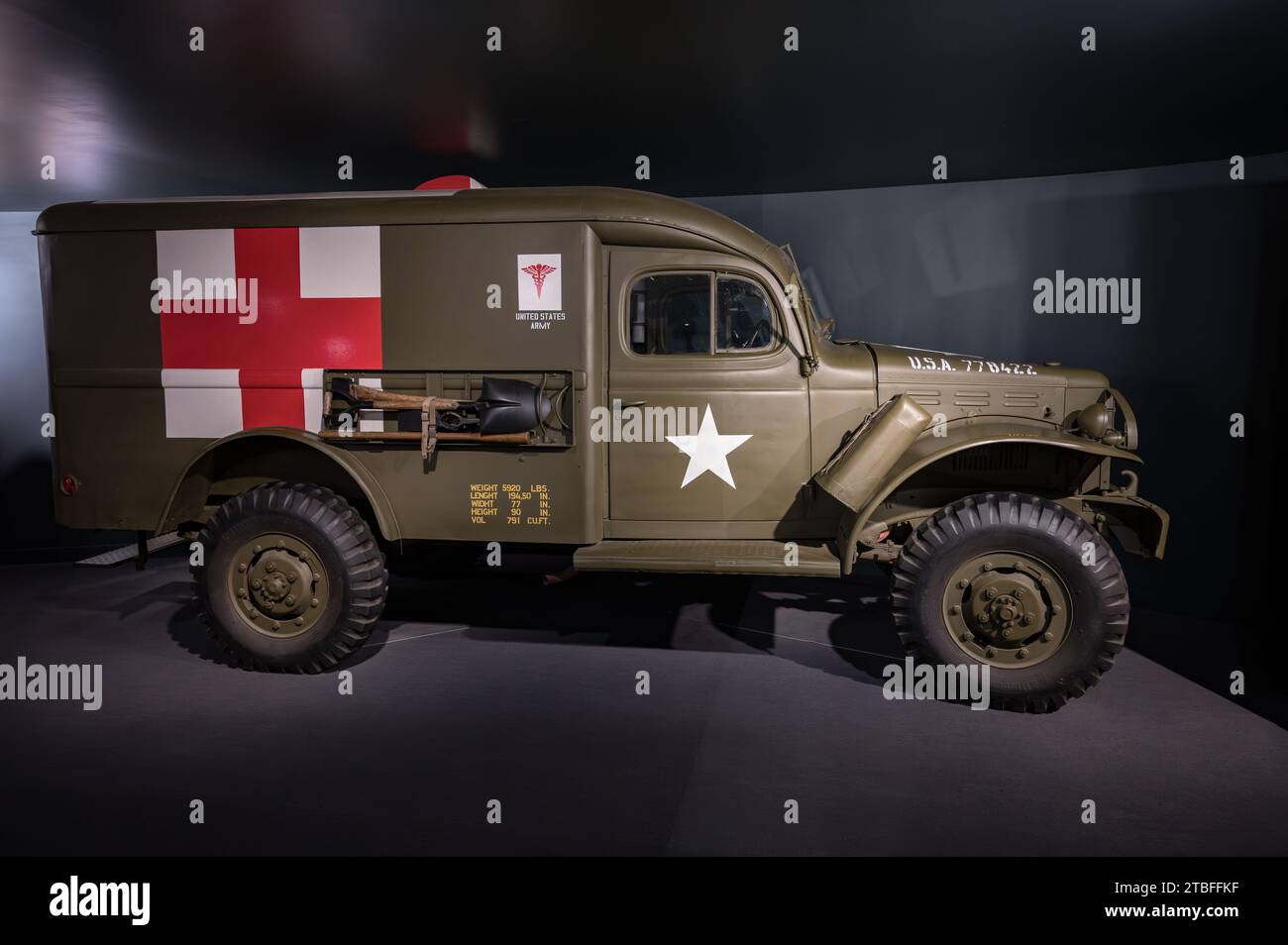 Détail d'un camion ambulancier américain de la Seconde Guerre mondiale, Dodge WC-54 Banque D'Images