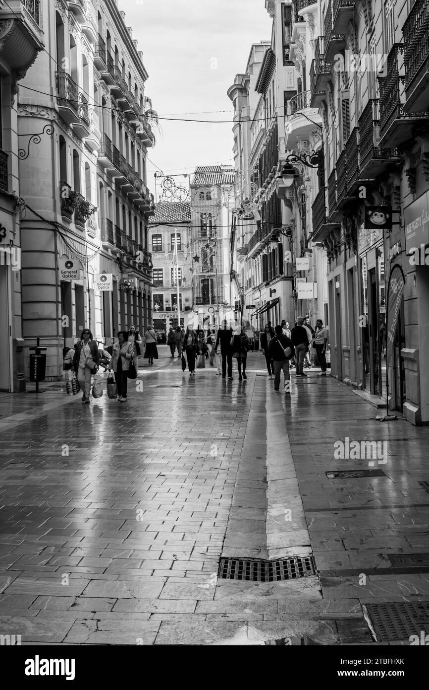 Espagne les rues de Malaga à Noël Banque D'Images