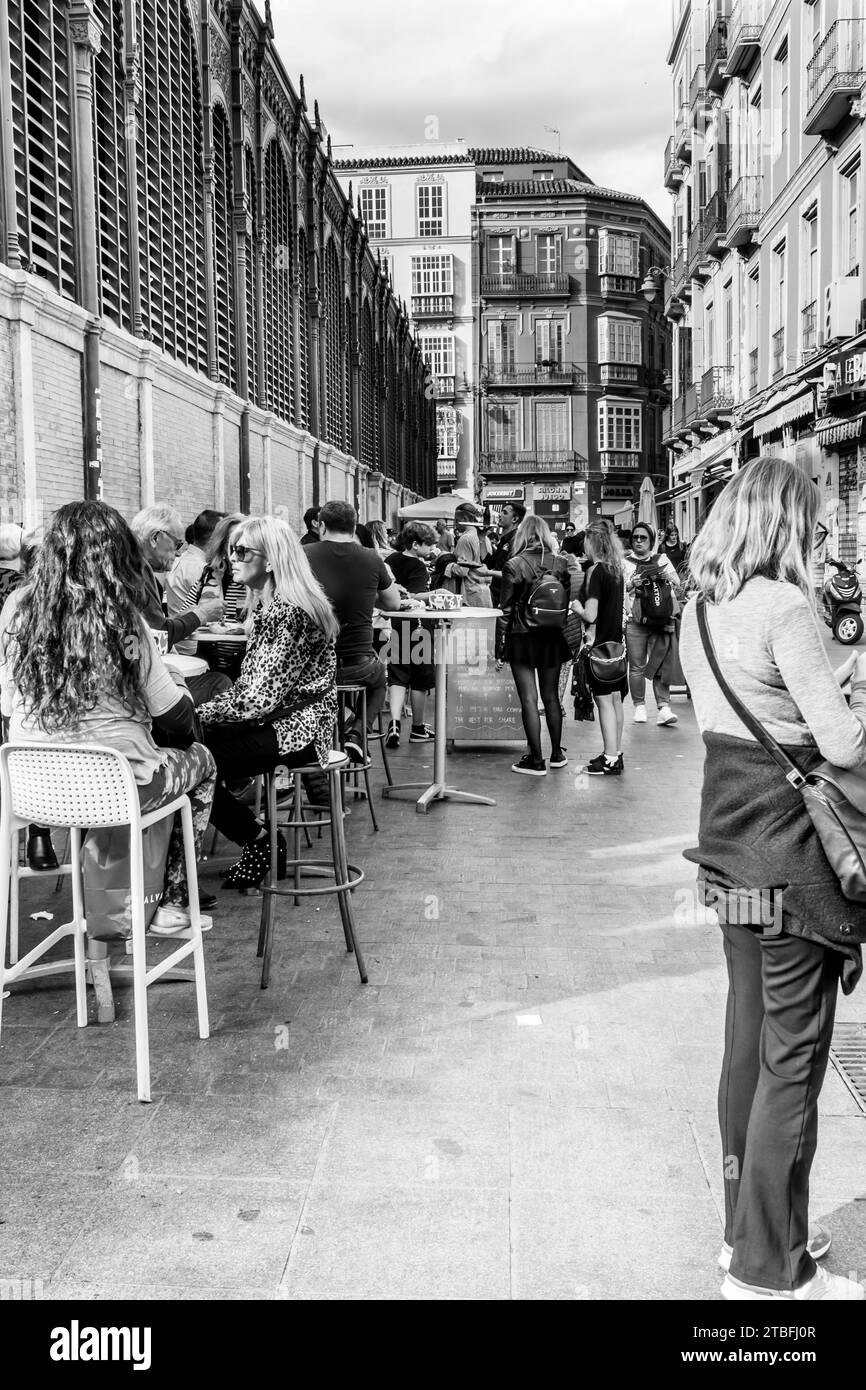 Espagne les rues de Malaga à Noël Banque D'Images