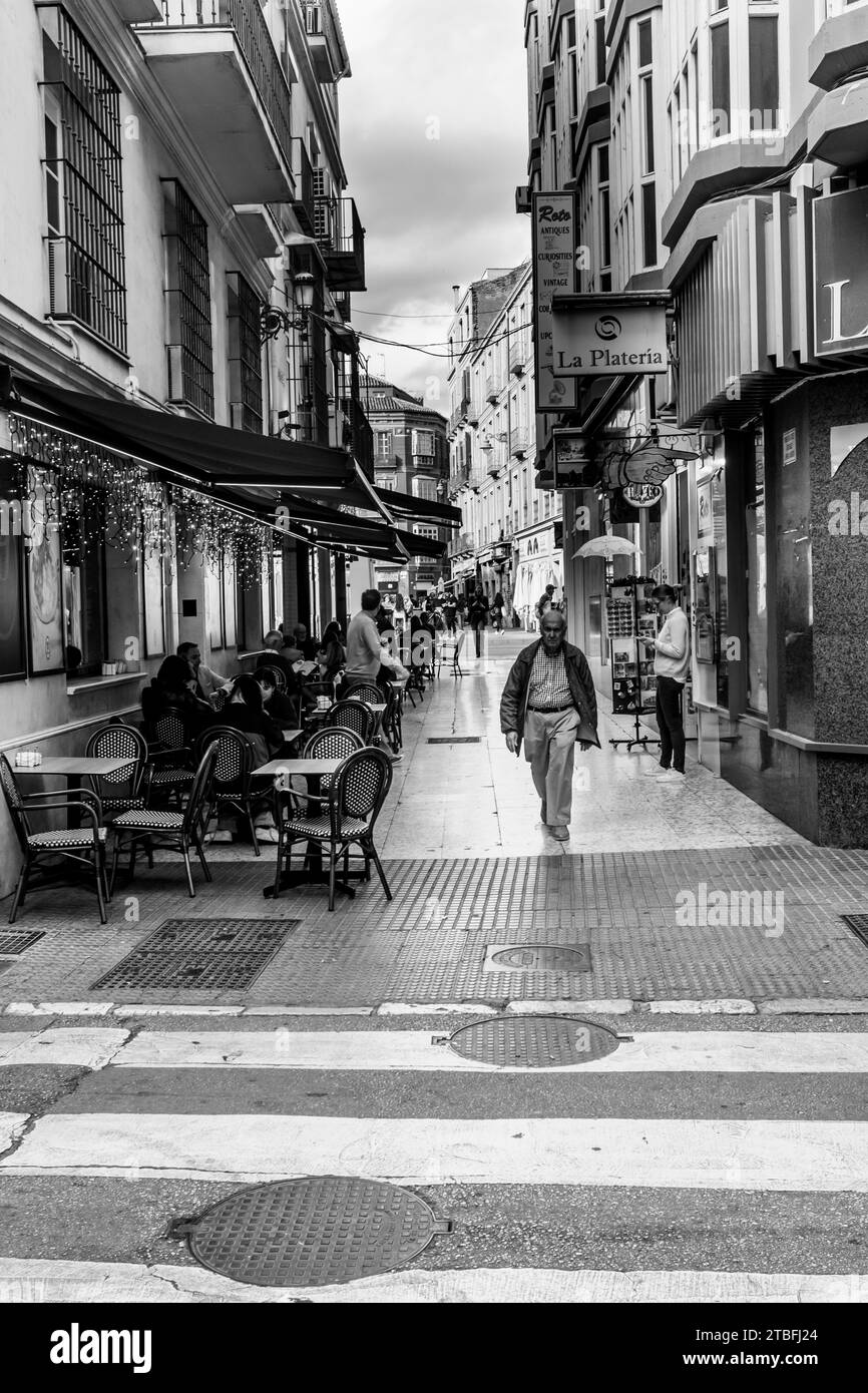 Espagne les rues de Malaga à Noël Banque D'Images