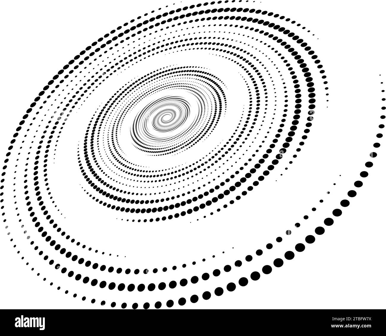 Elément de ligne pointillée en spirale. Texture de demi-teinte à ...