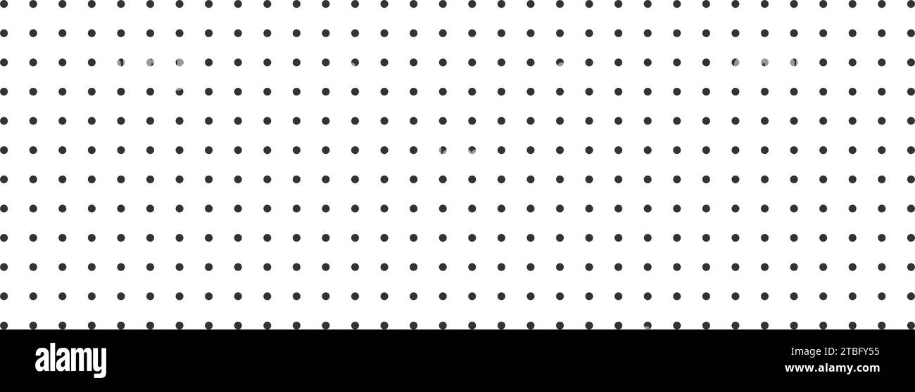 Modèle de page de cahier de grille de points noirs sur fond blanc. Texture du journal à balles. Motif sans couture de points ronds. Fond de papier d'école ou de bureau. Illustration graphique vectorielle Illustration de Vecteur
