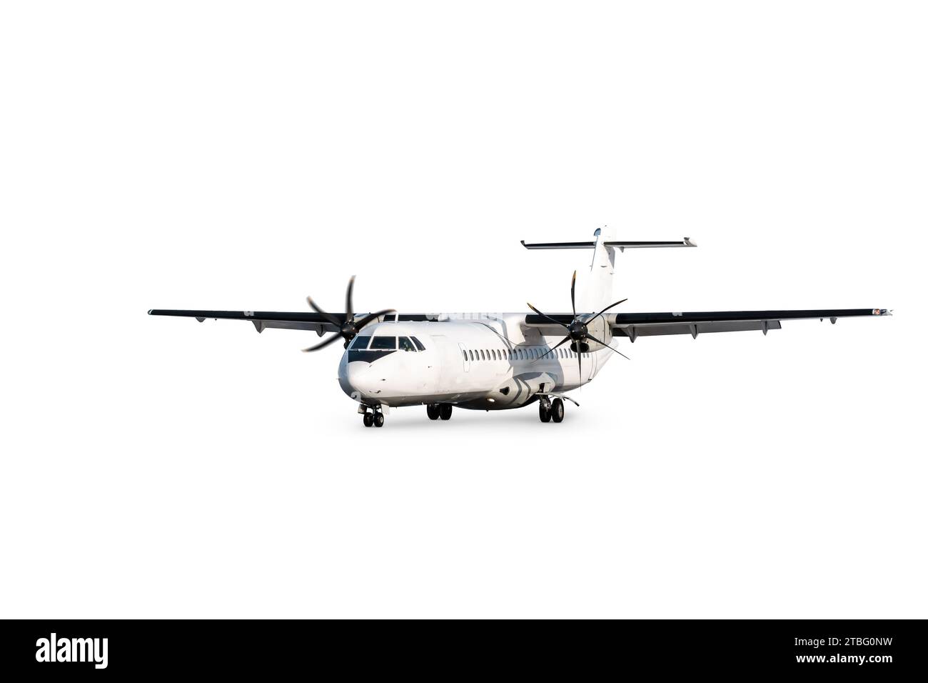 Avion turbopropulseur passager isolé sur fond blanc Banque D'Images