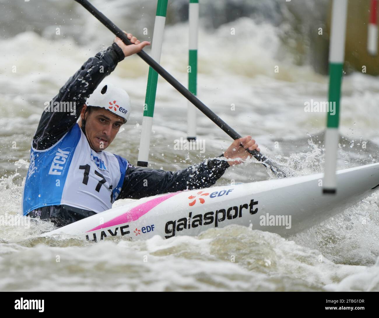 DELAHAYE VINCENT DE TORCY CK 1/2 finale kayak homme Elite lors des championnats de France Slalom et kayak Cross, canoë le 21 octobre 2023 au Stade d'eaux vives de Cesson-Sévigné - photo Laurent Lairys / DPPI Banque D'Images