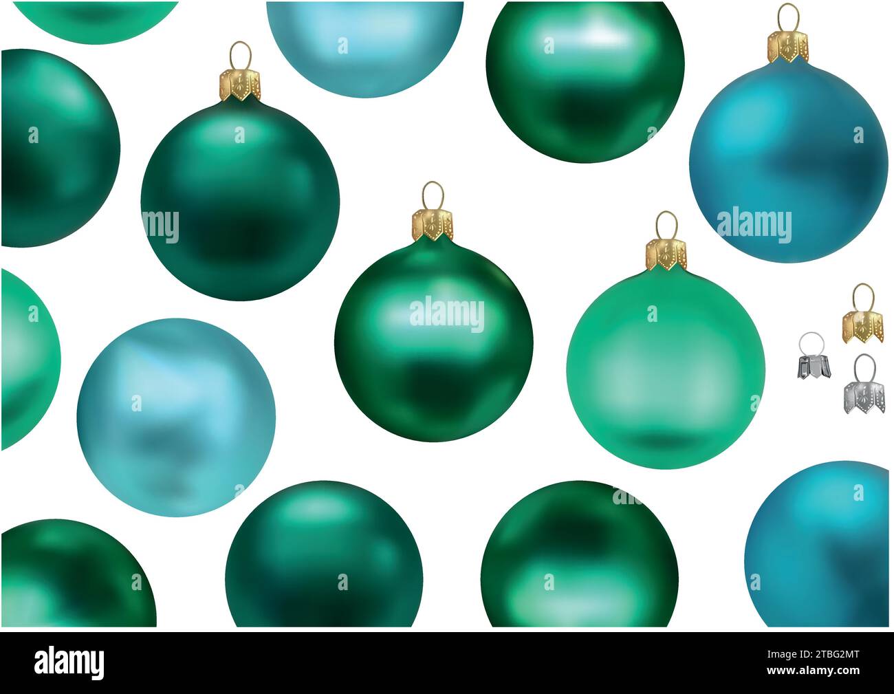 Ensemble de boules de Noël Turquoise sans motif Illustration de Vecteur