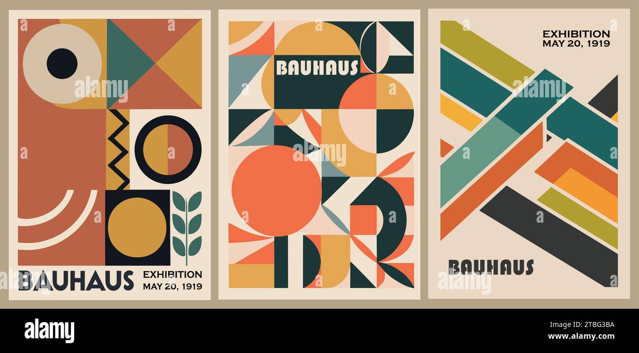 Ensemble d'affiches rétro Bauhaus art vectoriel Illustration de Vecteur