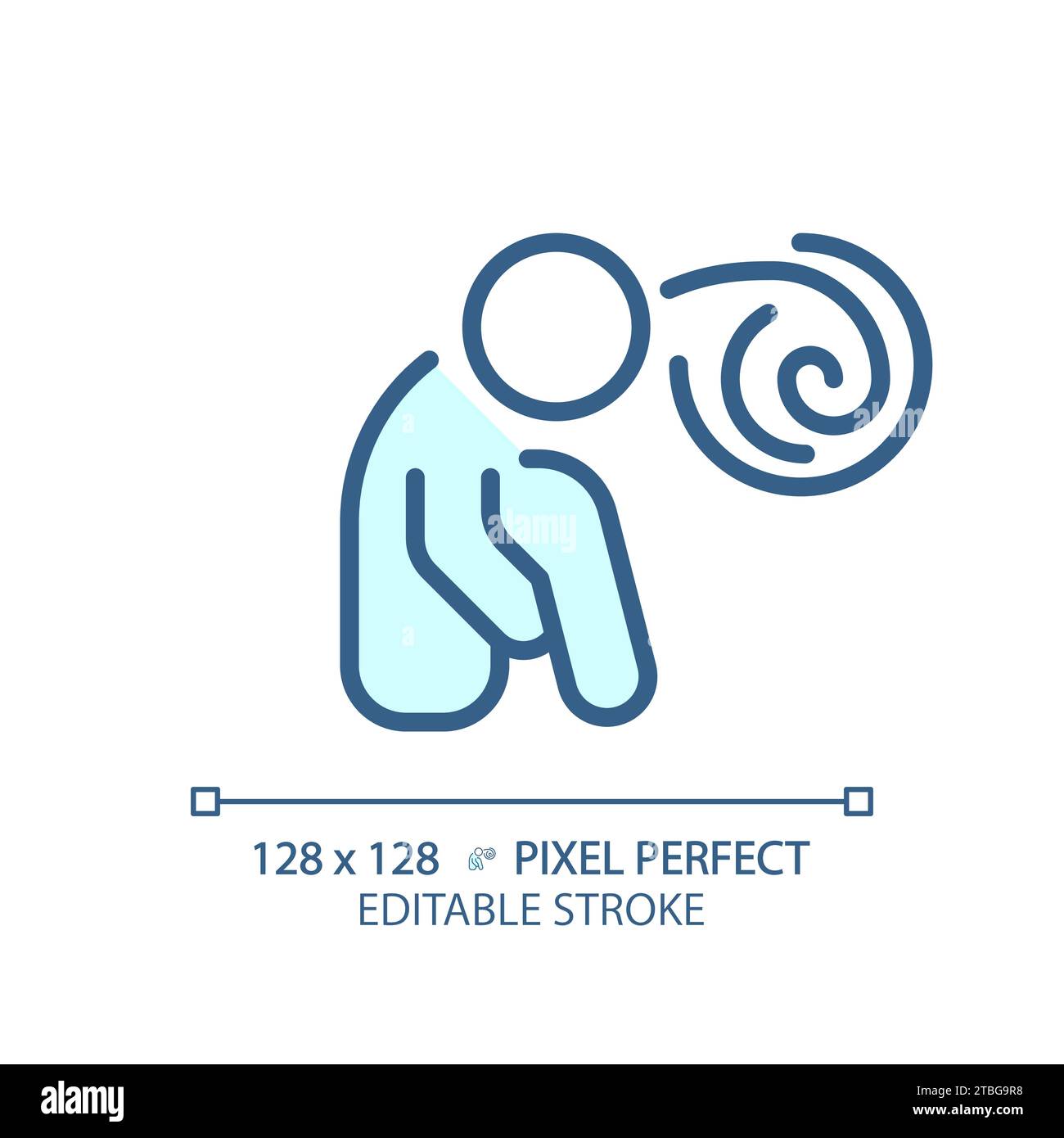 Icône d'anxiété bleue simple linéaire 2D mince Illustration de Vecteur