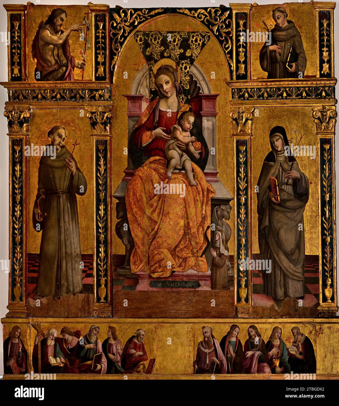 Madone avec enfants et Saints, 16e siècle, par Maître des Polypthyques franciscains, Cathédrale, Salerne, Musée des Beaux-Arts, Italie, italien, Banque D'Images