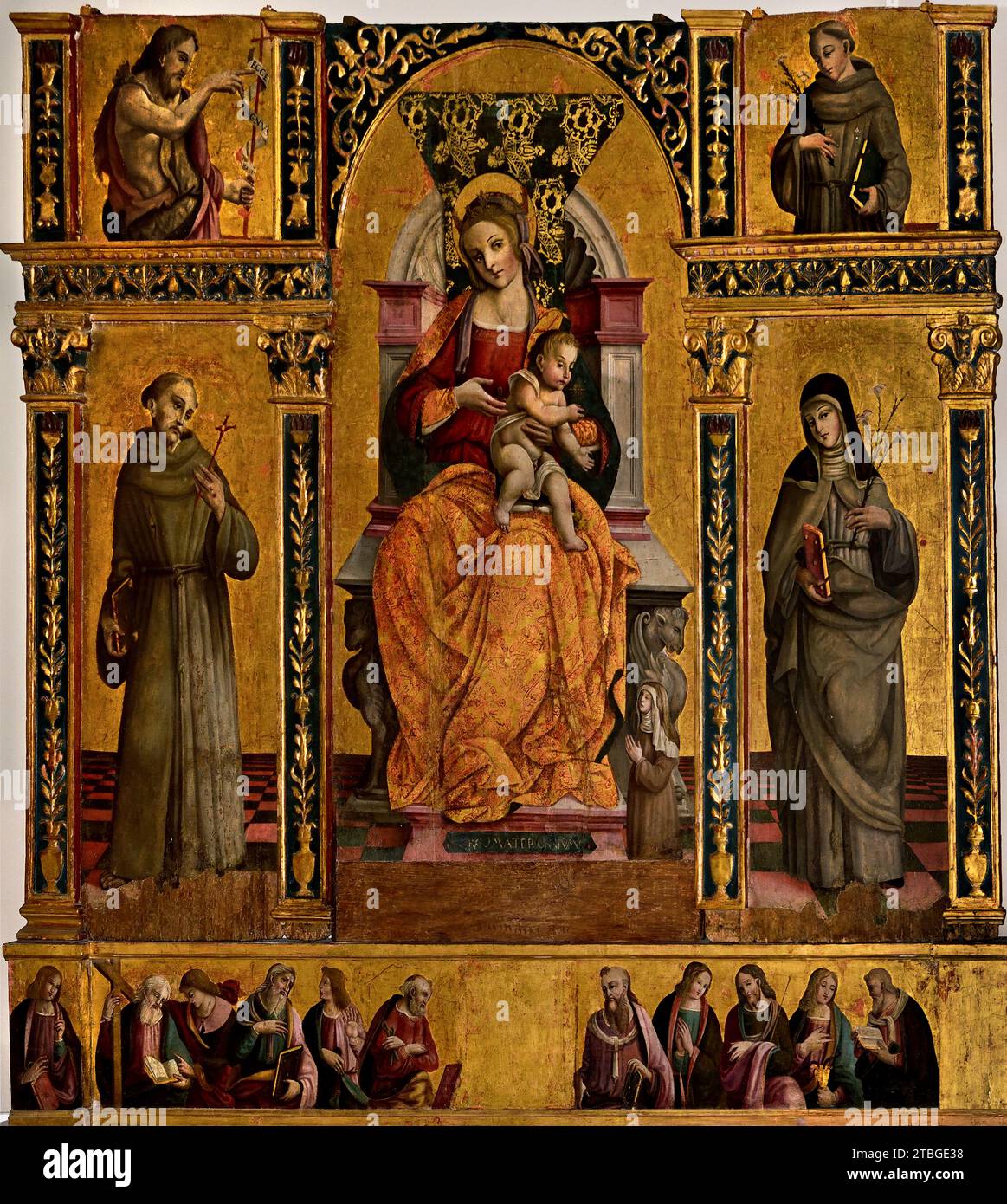 Madone avec enfants et Saints, 16e siècle, par Maître des Polypthyques franciscains, Cathédrale, Salerne, Musée des Beaux-Arts, Italie, italien, Banque D'Images