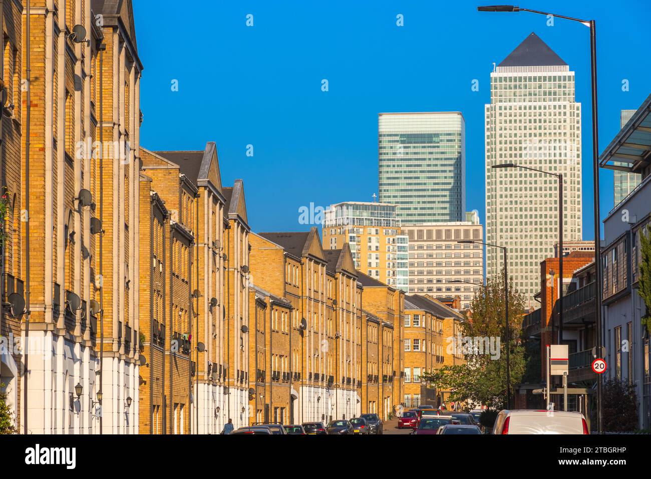 Paysage urbain de Canary Wharf vu de Rotherhithe à Londres, Angleterre Banque D'Images
