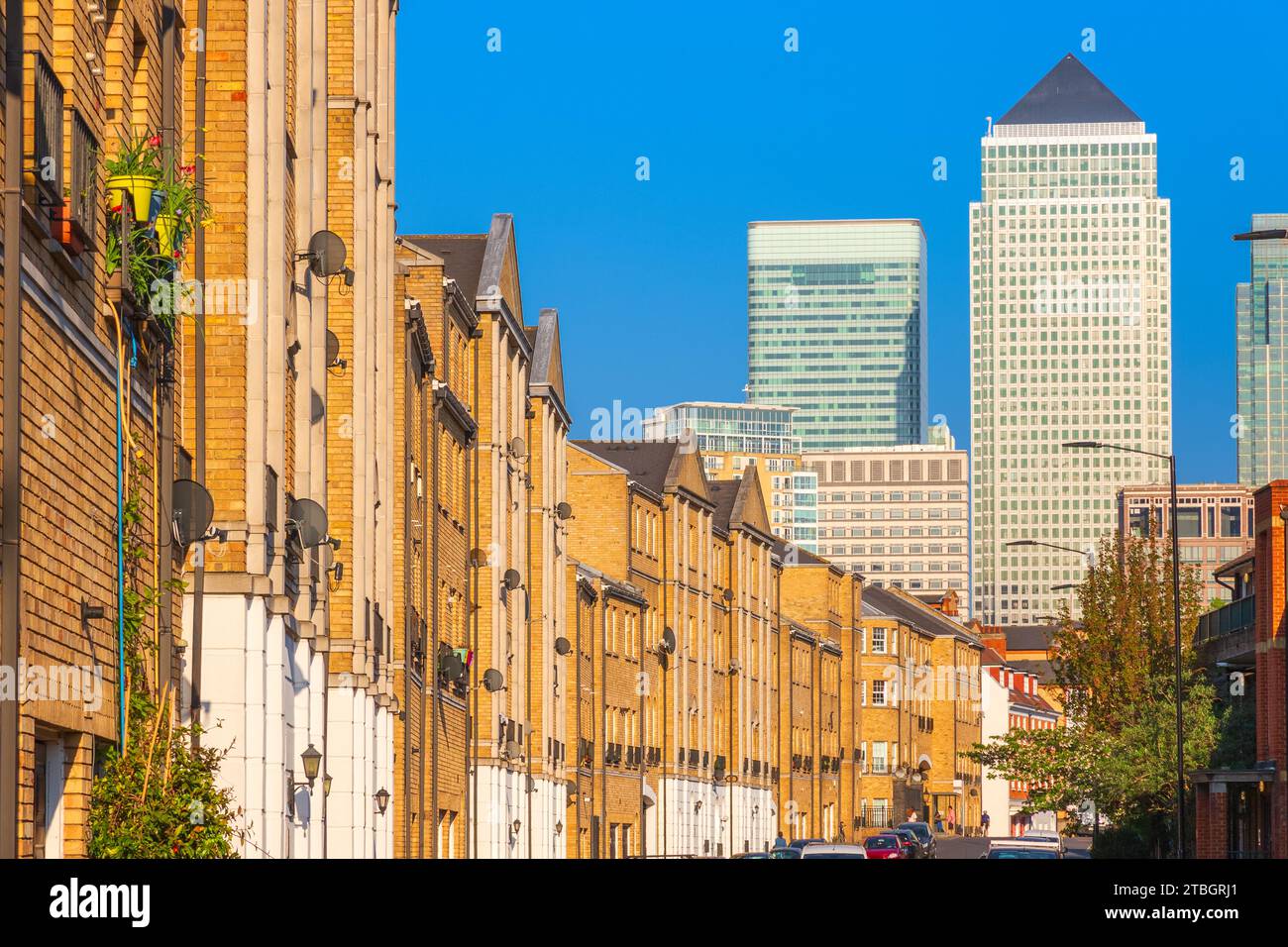 Paysage urbain de Canary Wharf vu de Rotherhithe à Londres, Angleterre Banque D'Images