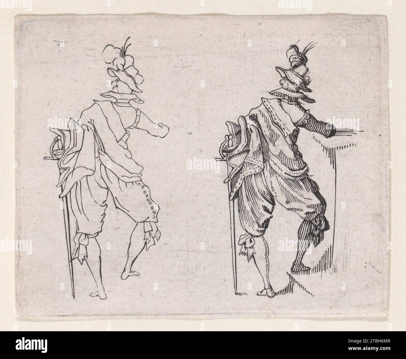 Copie de l'Homme vu de dos, avec un Grand Epee (Homme vu de derrière, avec une grande épée), de 'les Caprices' série A, The Florence Set 1917 de Jacques Callot Banque D'Images