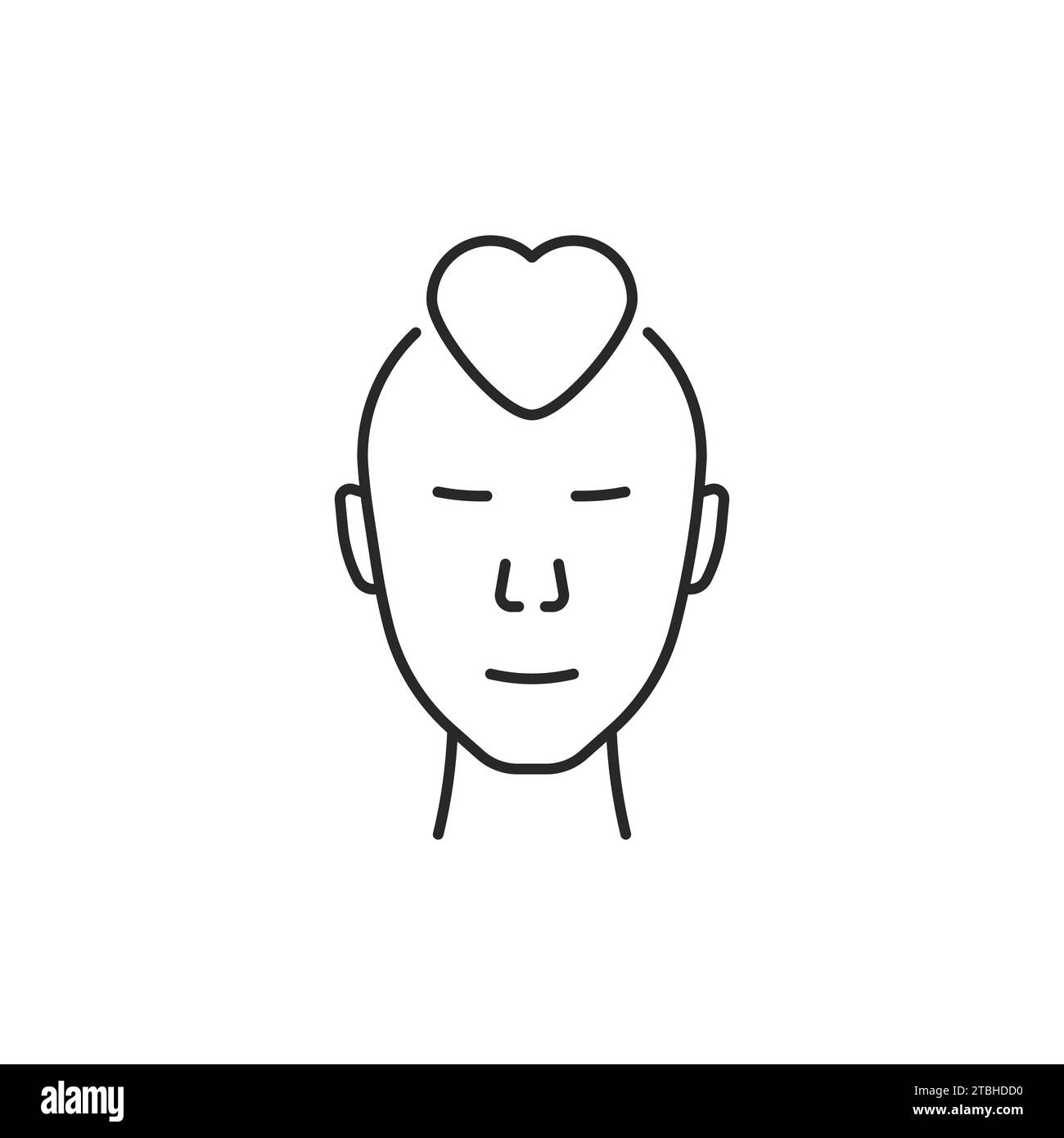 visage humain linéaire avec cœur simple Illustration de Vecteur