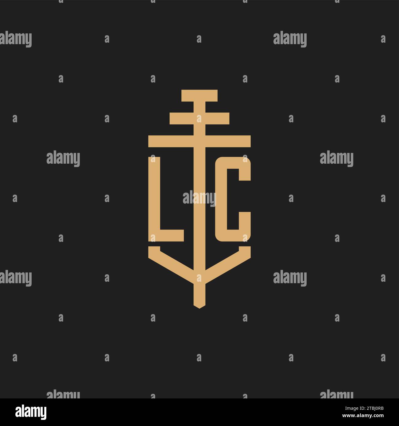 Monogramme de logo initial LC avec vecteur de conception d'icône de pilier, inspiration de conception de logo de cabinet d'avocats Illustration de Vecteur