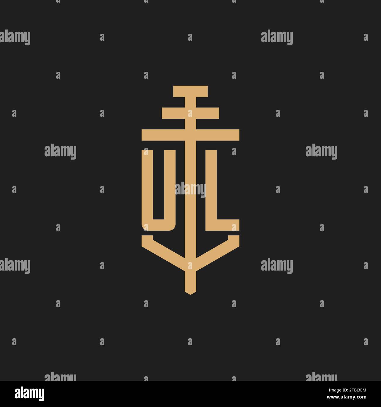 Monogramme initial de logo UL avec vecteur de conception d'icône de pilier, inspiration de conception de logo de cabinet d'avocats Illustration de Vecteur