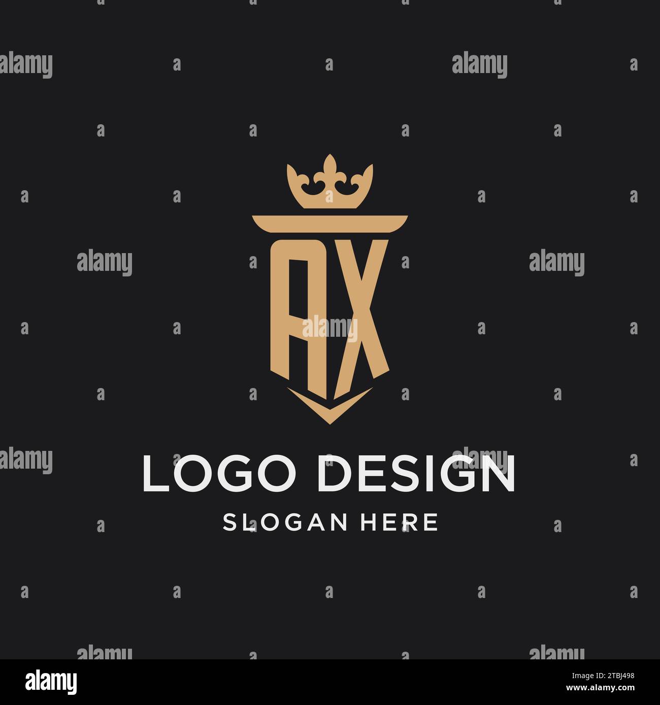 Monogramme AX avec style médiéval, luxe et idées de conception initiale élégante de logo Illustration de Vecteur