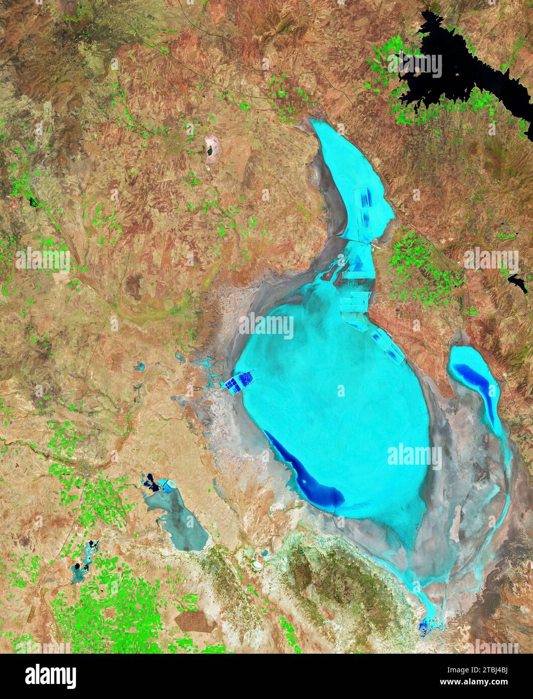 Image en fausses couleurs du lac Tuz en Turquie. Banque D'Images