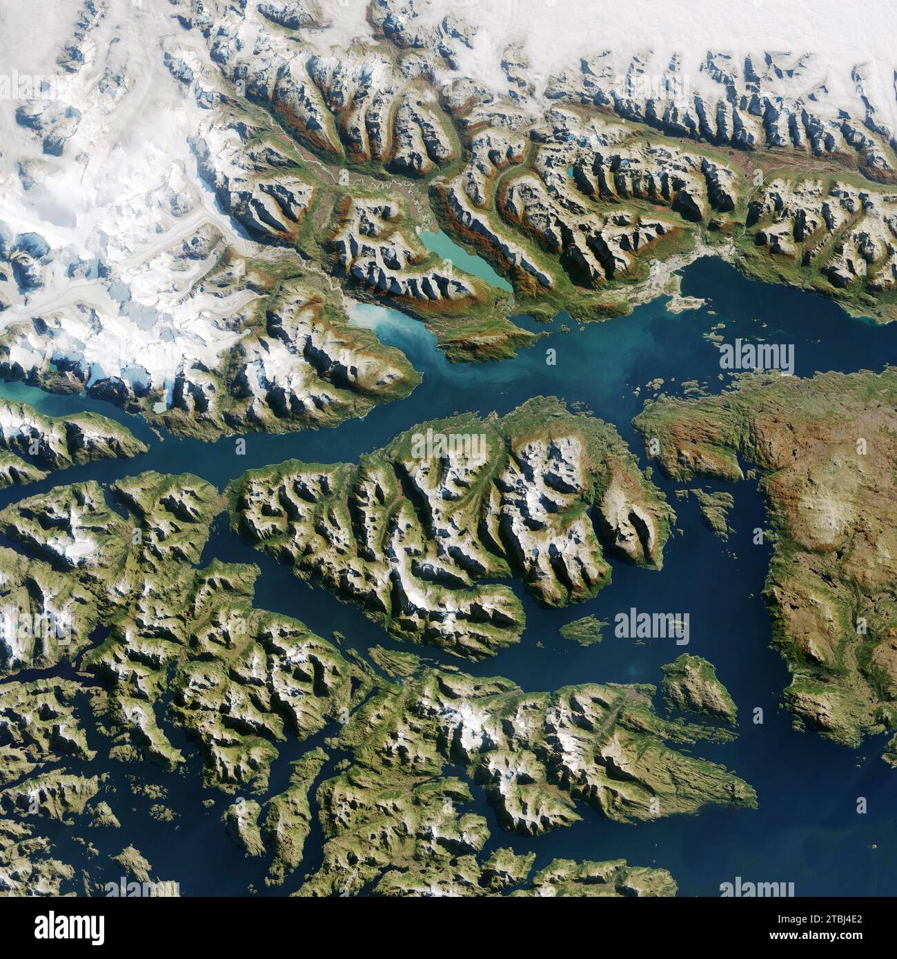 Vue satellite d'Ushuaia, Argentine. Banque D'Images