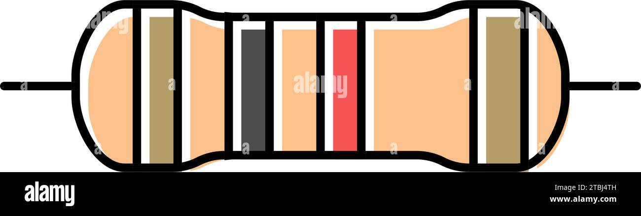 illustration vectorielle de la couleur des composants électroniques de la résistance à couche de carbone Illustration de Vecteur