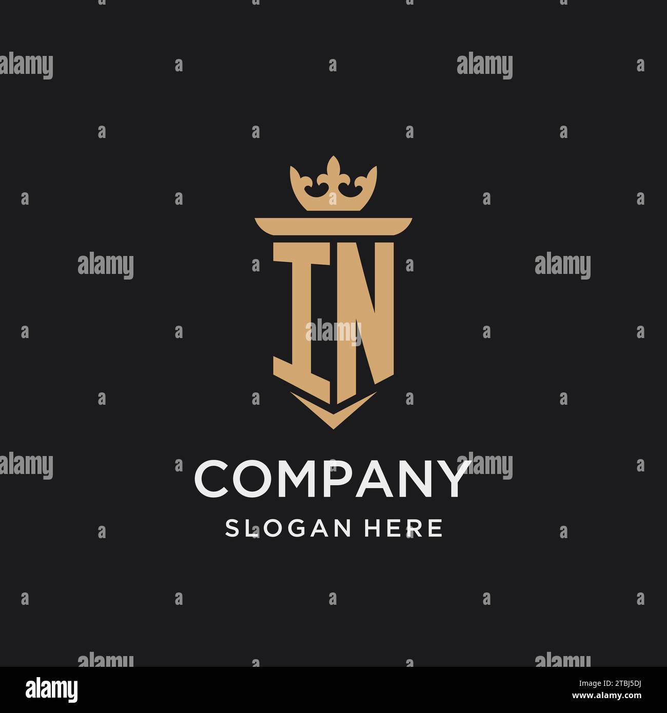 EN monogramme avec style médiéval, luxe et idées de conception initiale élégante de logo Illustration de Vecteur