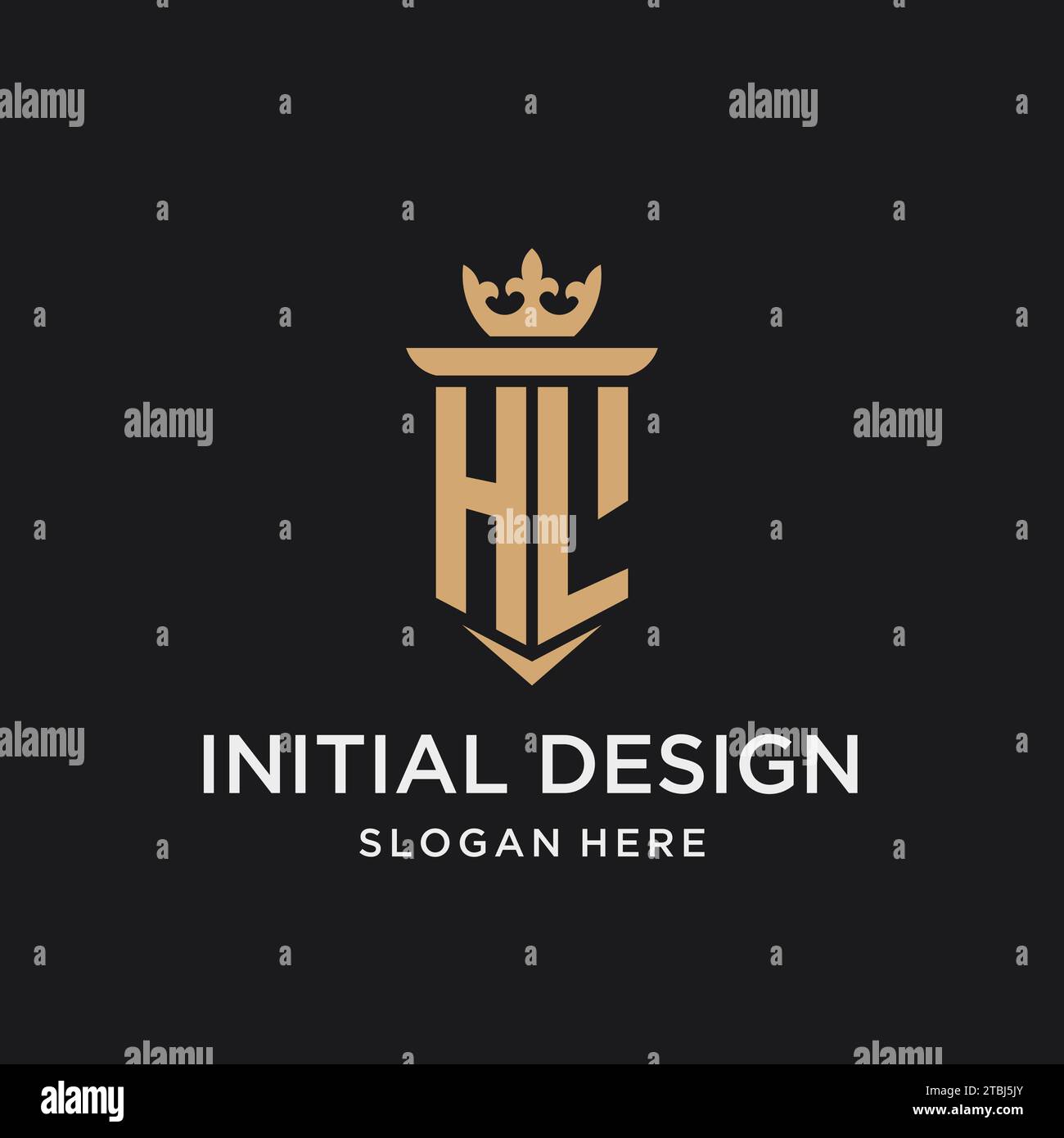Monogramme HL avec style médiéval, luxe et idées de conception initiale élégante de logo Illustration de Vecteur