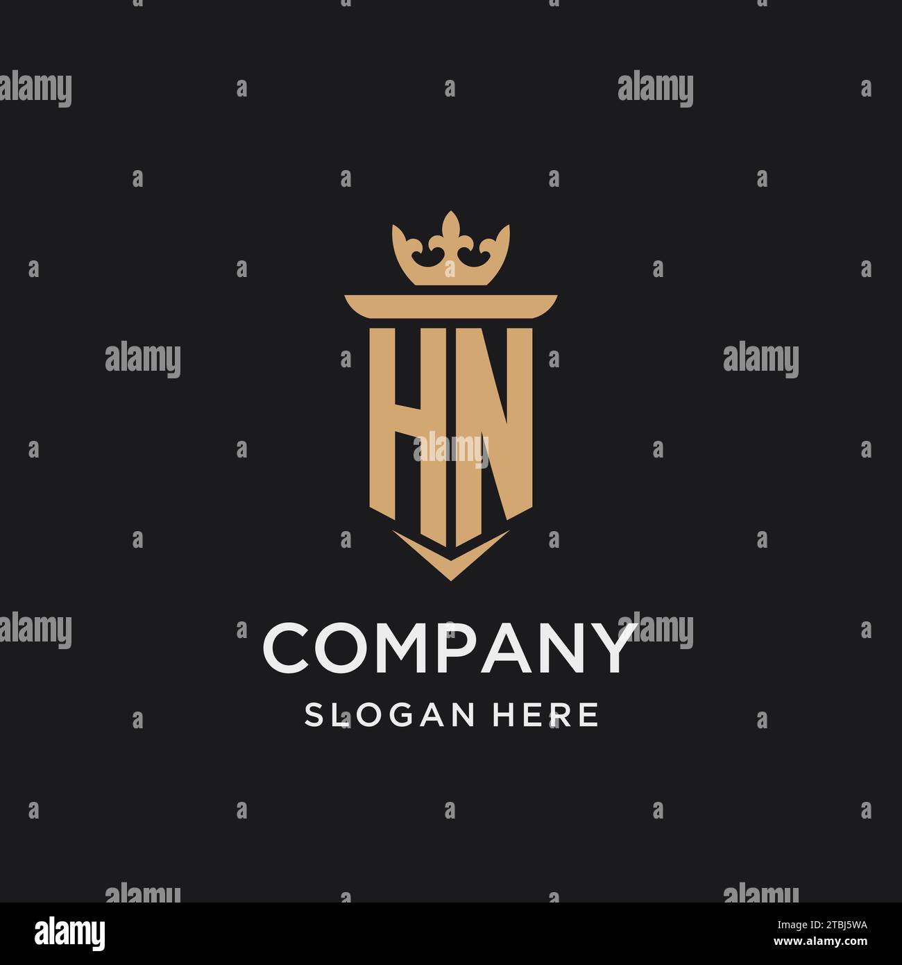 Monogramme HN avec style médiéval, luxe et idées de conception initiale élégante de logo Illustration de Vecteur