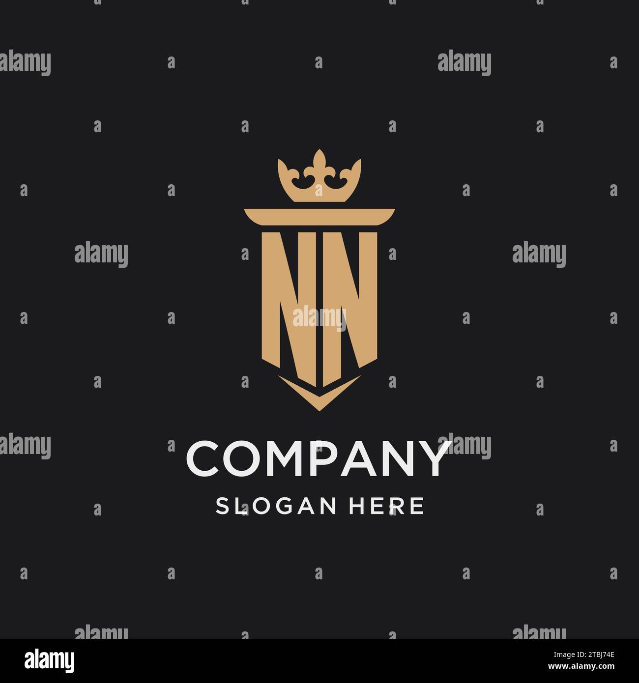 Monogramme NN avec style médiéval, luxe et idées de conception initiale élégante de logo Illustration de Vecteur
