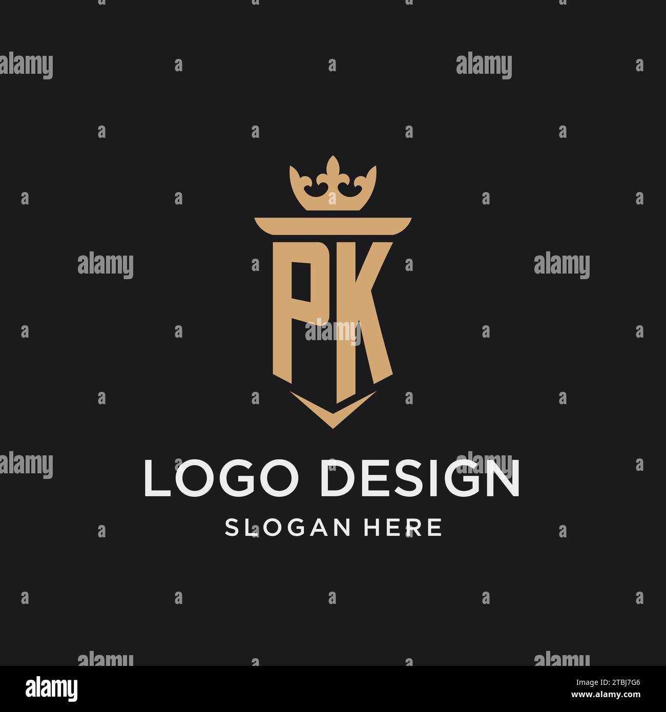 Monogramme PK avec style médiéval, luxe et idées de conception initiale élégante de logo Illustration de Vecteur