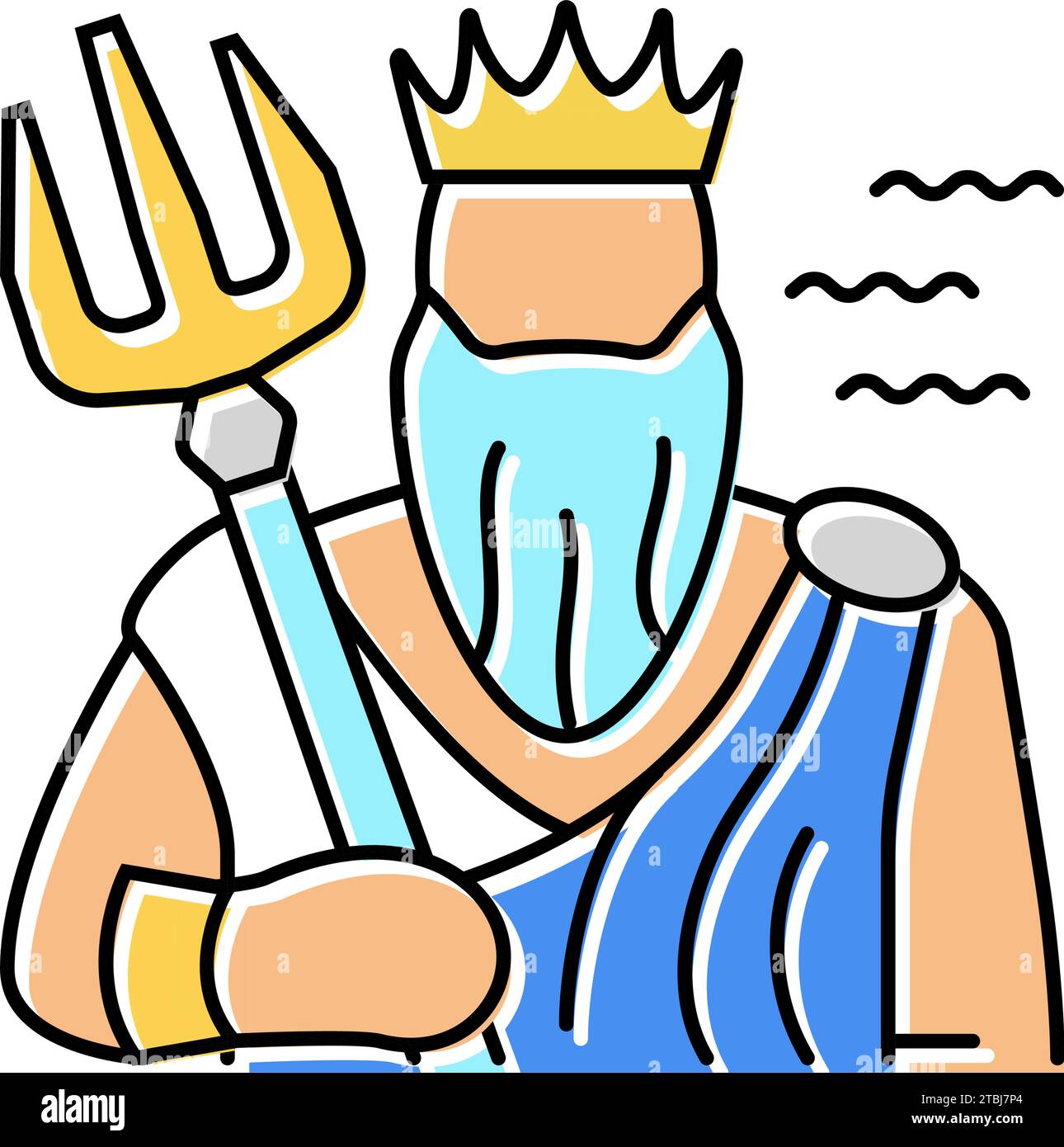 poseidon grec dieu mythologie couleur icône illustration vectorielle Illustration de Vecteur