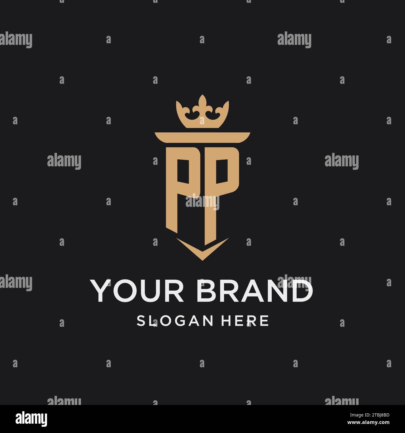 Monogramme PP avec style médiéval, luxe et idées de conception initiale élégante de logo Illustration de Vecteur