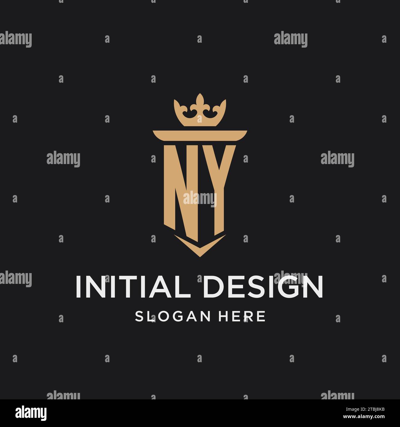 Monogramme NY avec style médiéval, luxe et idées de conception initiale élégante de logo Illustration de Vecteur
