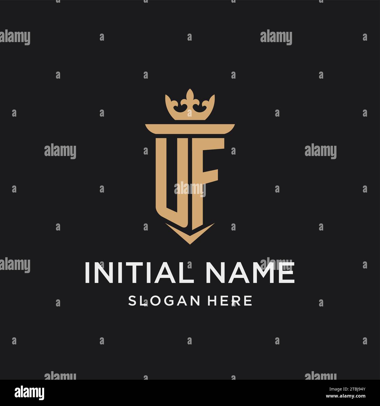 Monogramme UF avec style médiéval, luxe et idées de conception initiale élégante de logo Illustration de Vecteur