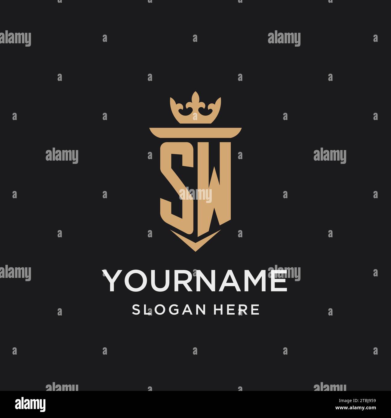 Monogramme SW avec style médiéval, luxe et idées de conception initiale élégante de logo Illustration de Vecteur