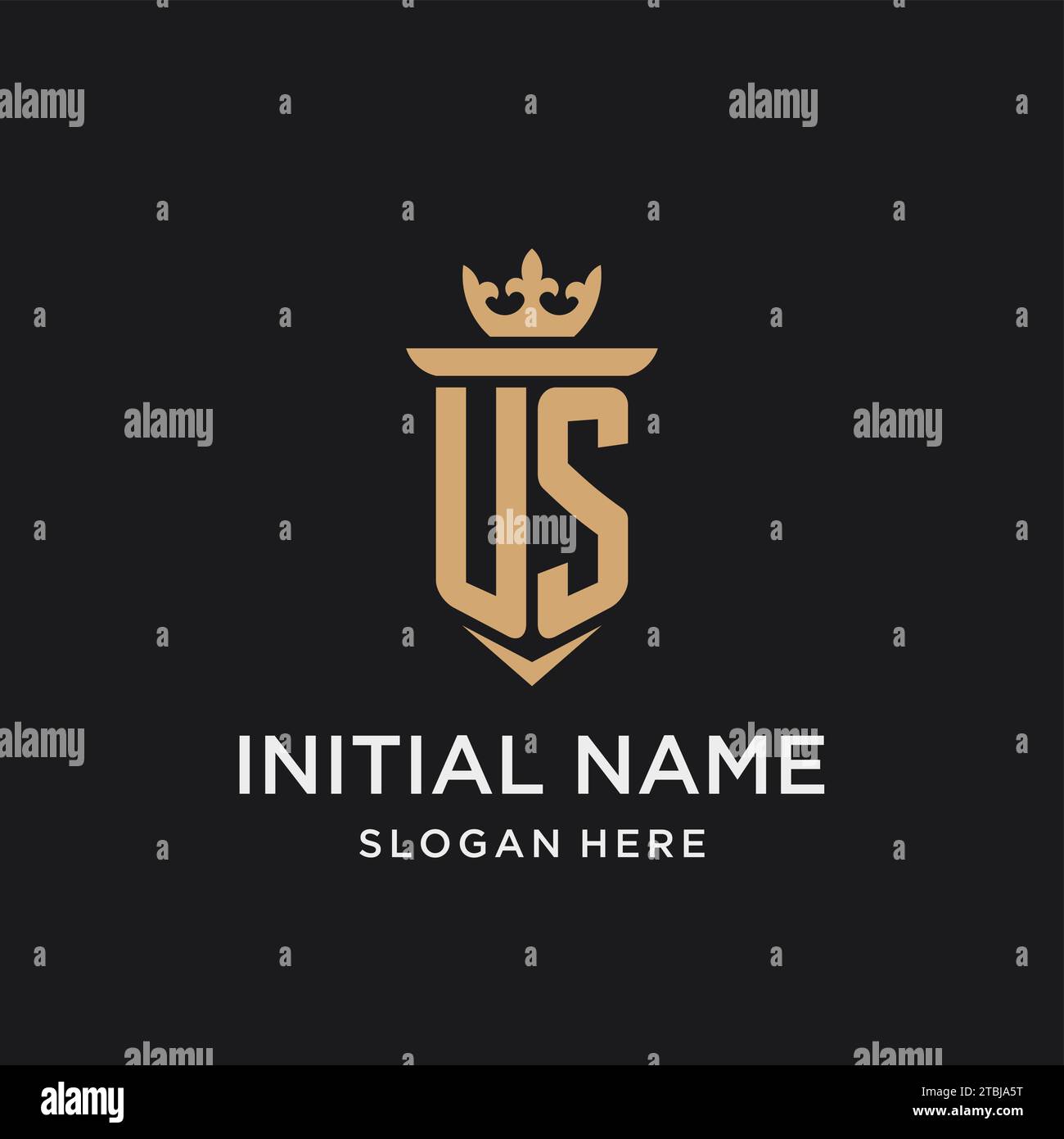 Monogramme AMÉRICAIN avec style médiéval, luxe et idées de conception initiale élégante de logo Illustration de Vecteur