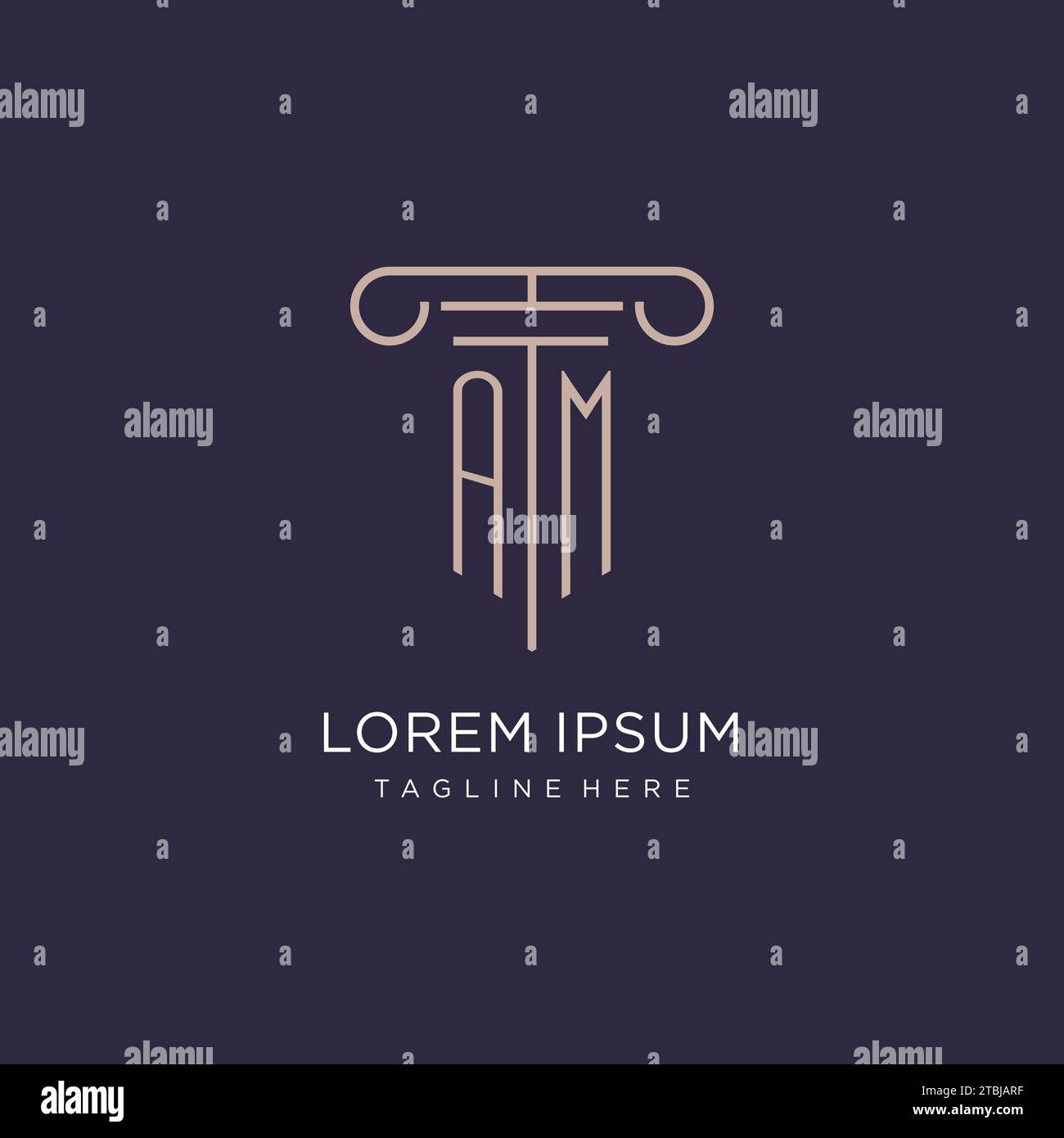 AM initial avec la conception de logo de pilier, des idées de conception de style de logo de bureau d'avocat de luxe Illustration de Vecteur