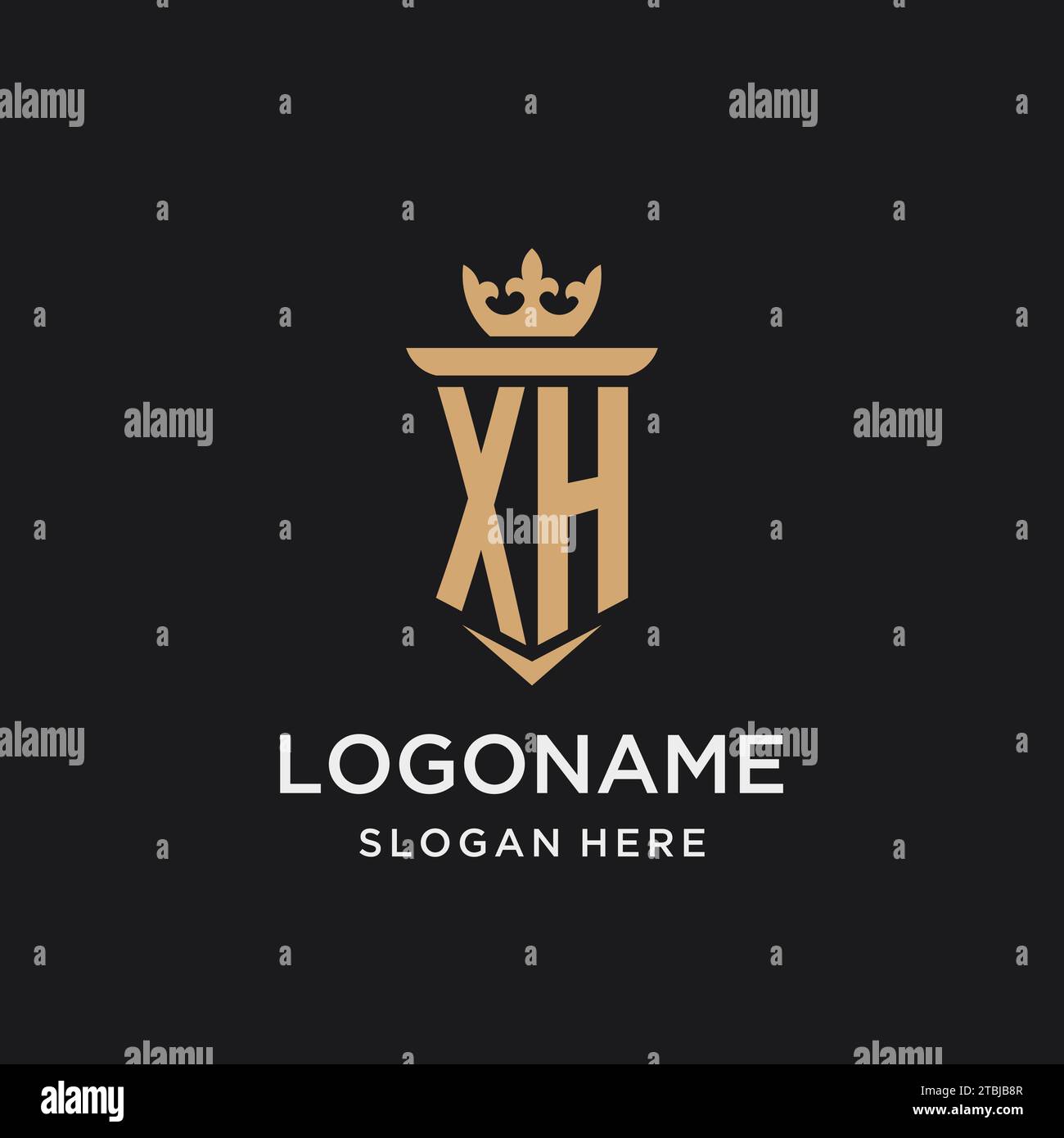 Monogramme XH avec style médiéval, luxe et idées de conception initiale élégante de logo Illustration de Vecteur